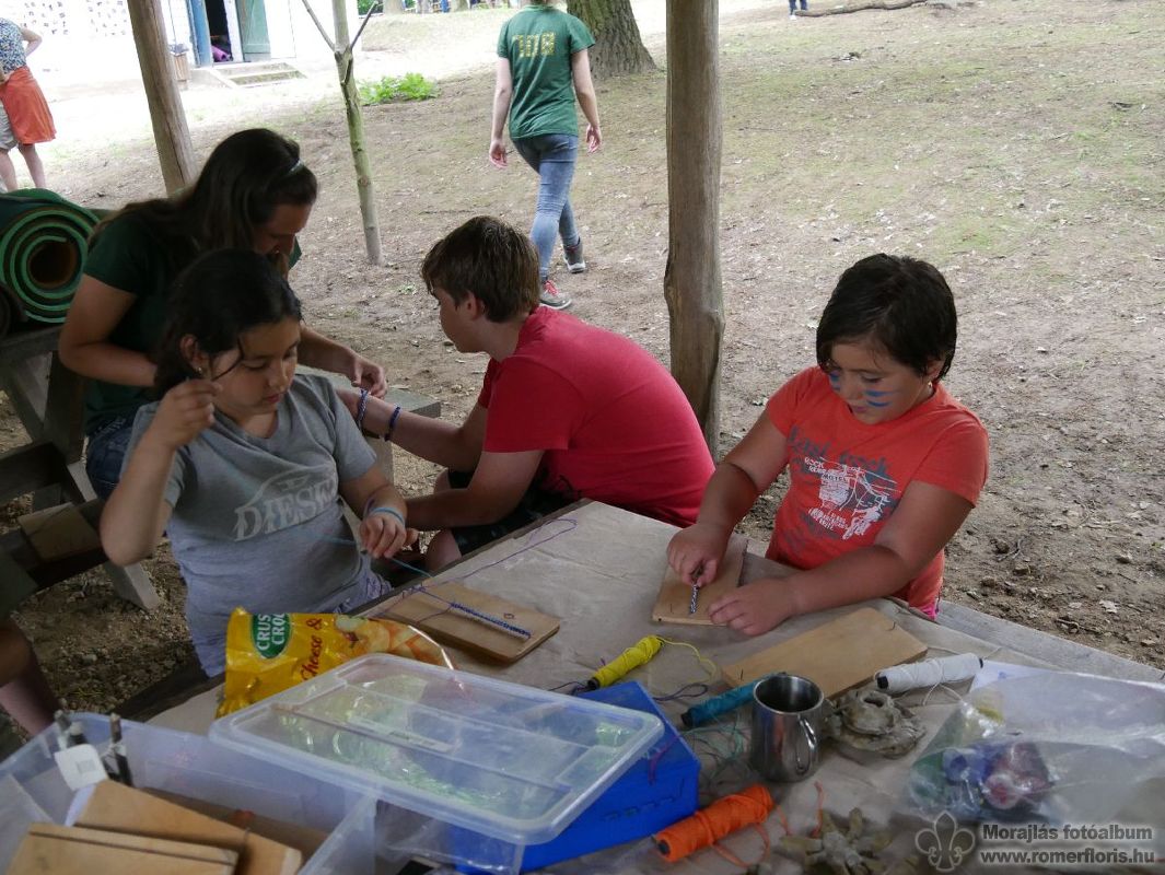 Lányok karkötőt készítenek